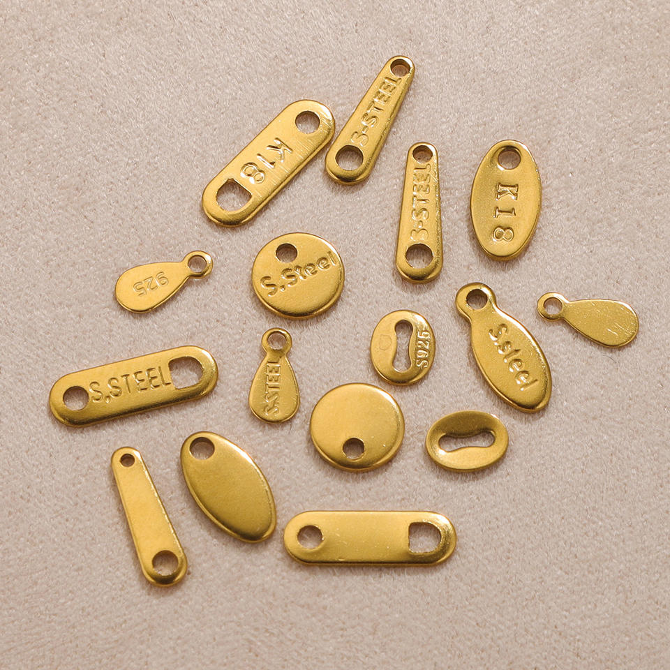 SSeeSY Multiple Custom Shape Stainless‑Steel Jewelry Extension Brand Tags Laser‑Engraved for Bracelet & Necklace